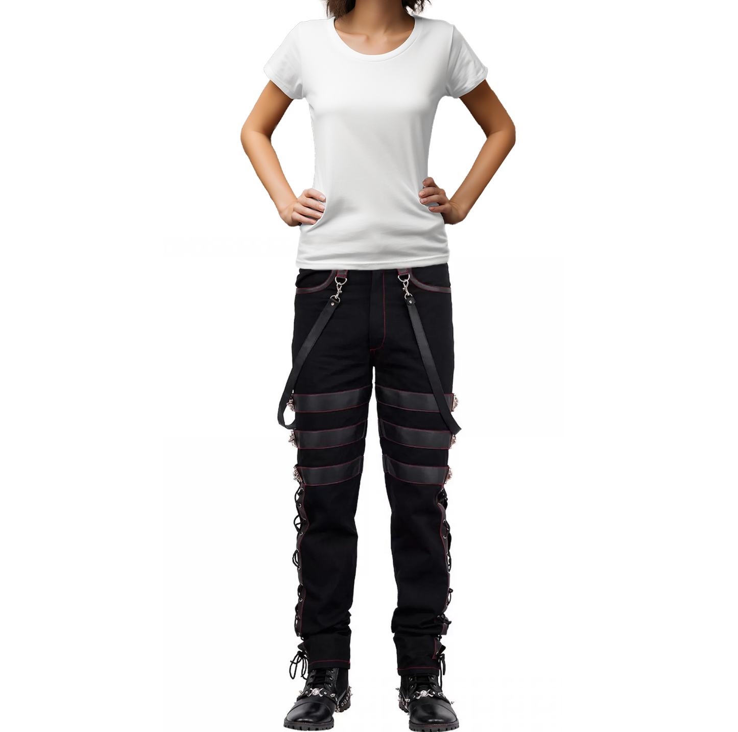 Gothic Men's Steampunk Pants Black Gothic Vintage Cotton Gens Trouser Pant