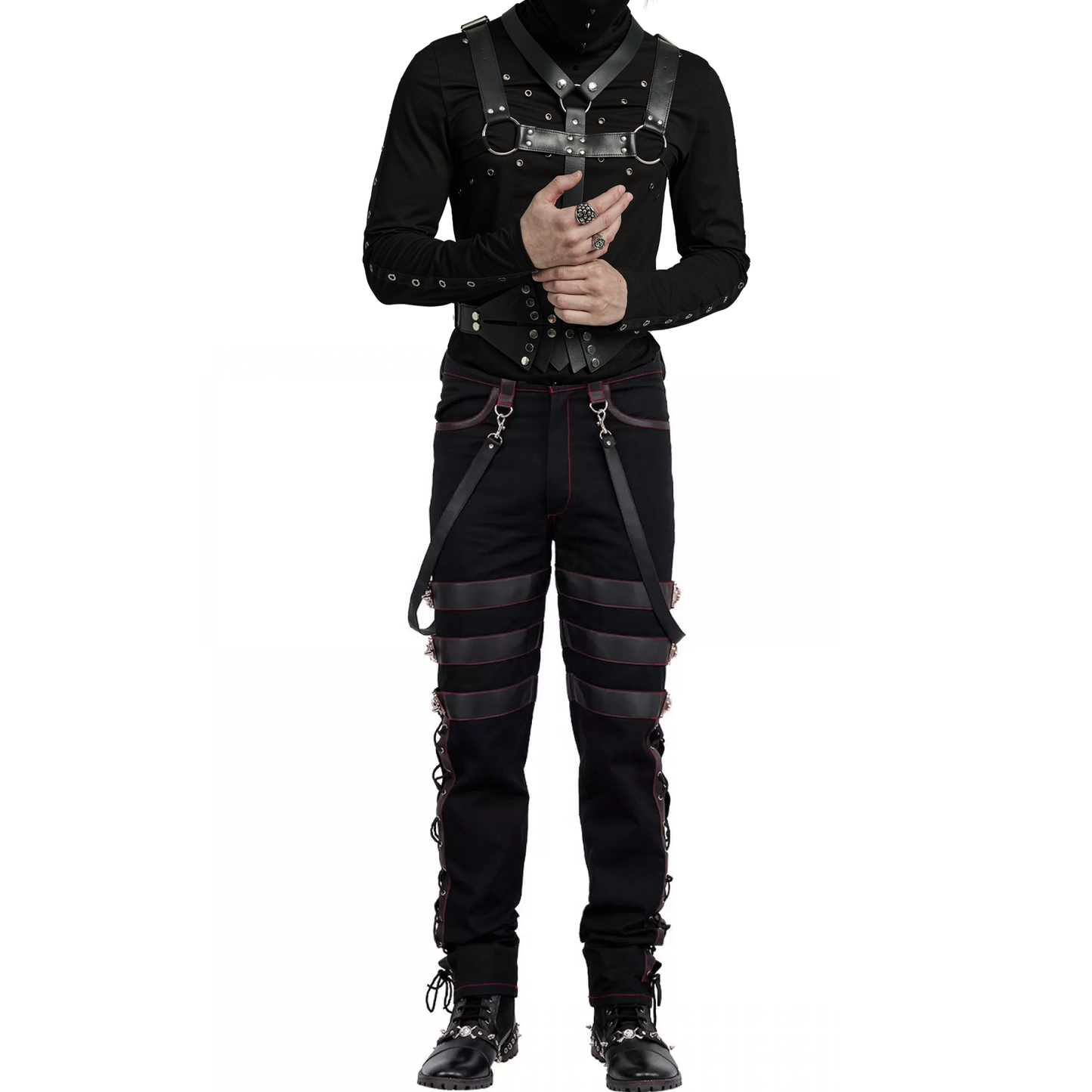 Gothic Men's Steampunk Pants Black Gothic Vintage Cotton Gens Trouser Pant