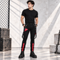 Men's Denim Red Zipper Stinger Jeans with Grommet Suspenders