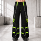 New Biohazard Men Gothic Black Lime Bondage Reflective Biohazard Symbol Pant Alternative Punk Rock Trouser Shorts