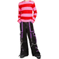 Men Gothic Pant Black Purple Punk Baggy Pant With Chrome Rings & Amp; Chain USA