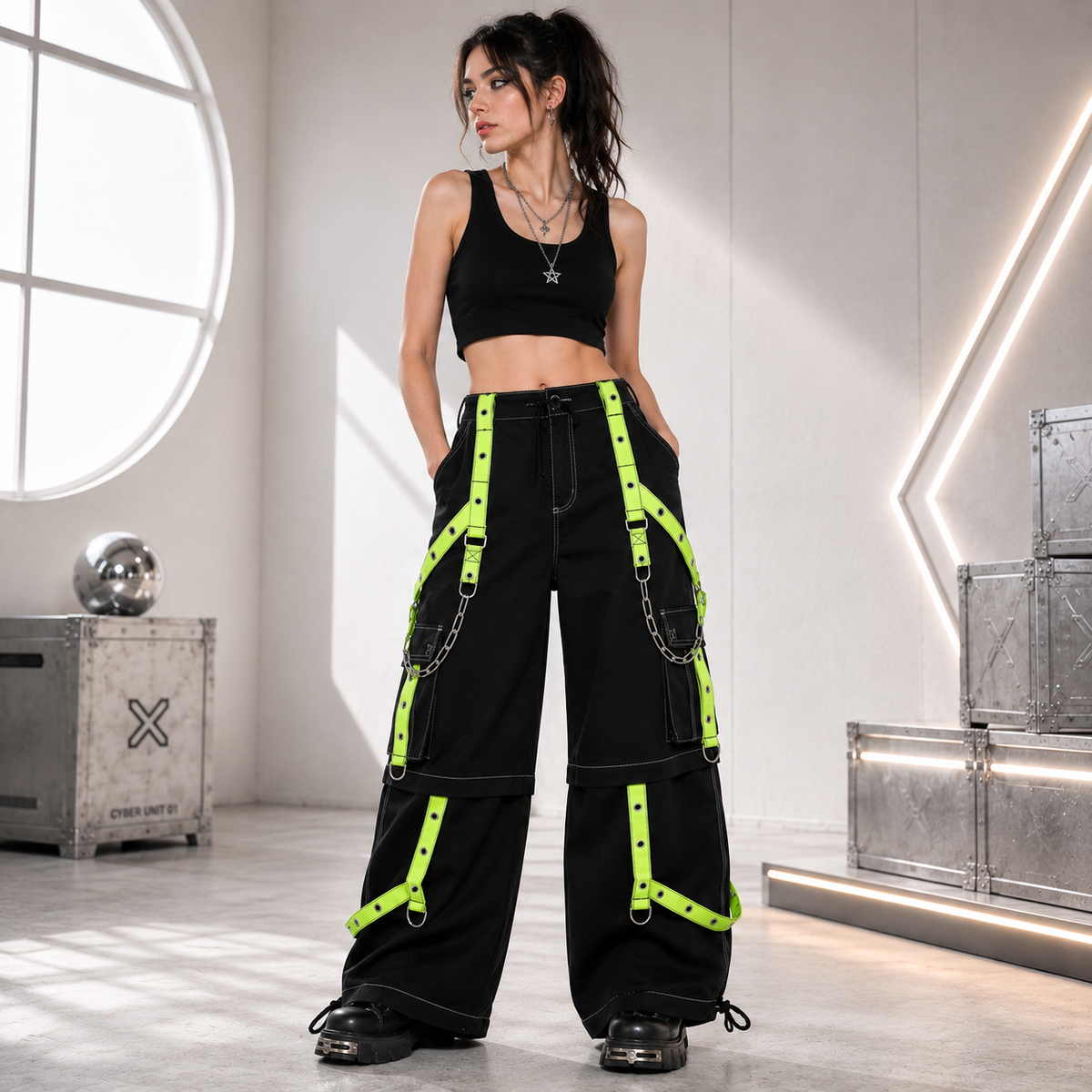 Prime Quality Handmade Gothic Bondage Men Pant Alternative Punk Rock Limelight Symbol Emo Trouser Pant Shorts USA
