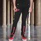 Men's Denim Red Zipper Stinger Jeans with Grommet Suspenders