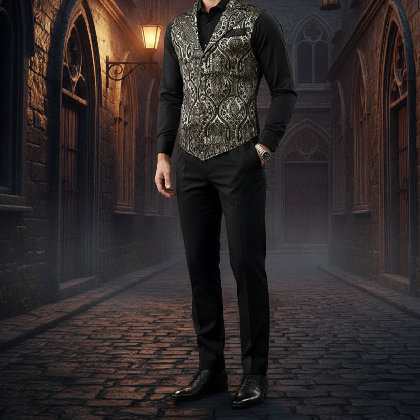 Gothic Men's Victorian Suit Vest Steampunk Waistcoat