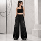 Gothic Men Black Goth Monster Studs Goth Punk Rock Pants