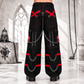 Gothic Bondage Black Skull Zip Off Pants Black Amp Red Alternative Punk Rock Emo Trouser Pant/Usa