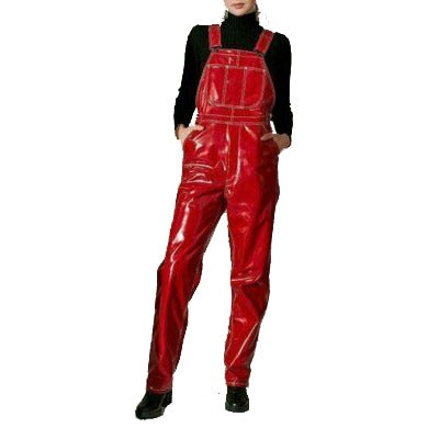 Women Vinyl Red Jumpsuit Romper Play Suit PVC