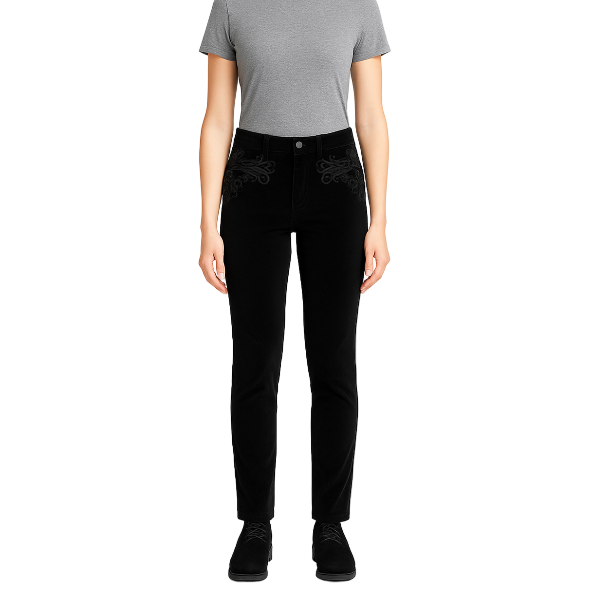 Men's Black Velvet Embroidery Gothic Regency Dress Pants /Velvet Pant