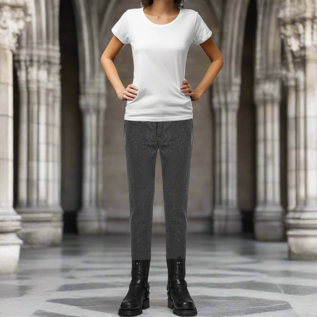 Gothic Men's Pants Trousers Black Brocade Maroon Velvet Steampunk VTG Vampire