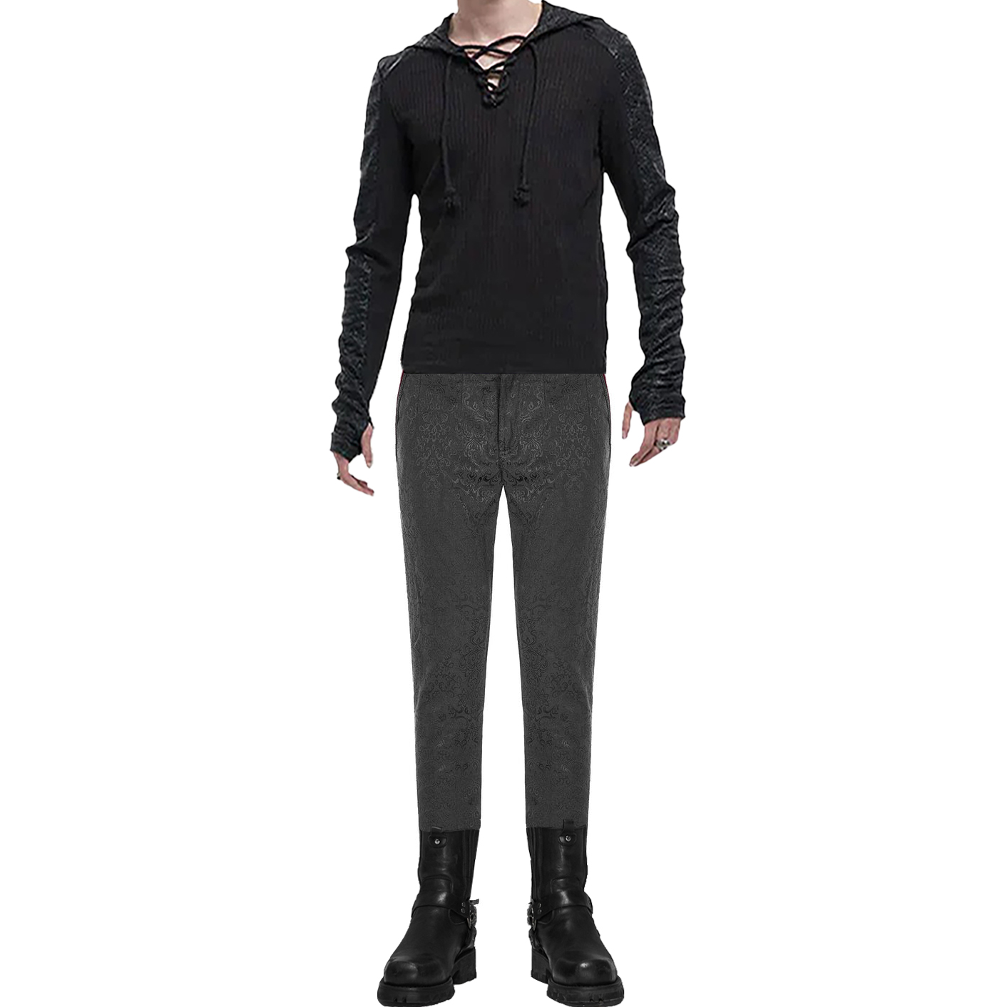 Gothic Men's Pants Trousers Black Brocade Maroon Velvet Steampunk VTG Vampire