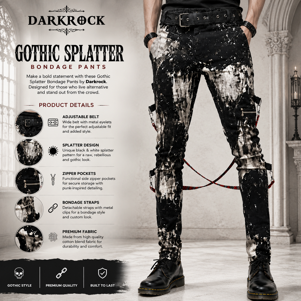 Prime Quality Handmade Gothic Skinny Jeans Apocalyptic Rebel Punk Emo Pants USA Goth Punk Rebel Pants