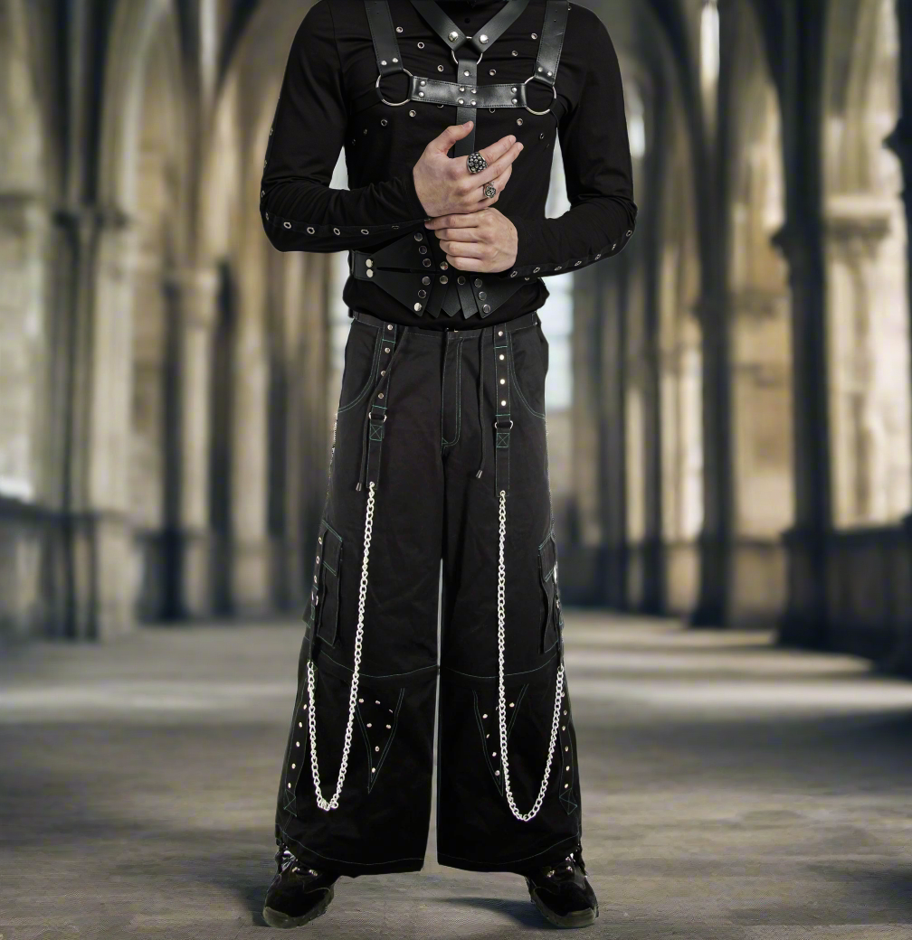 Gothic Men Gothic Cool Cyber Bondage Baggy Pants