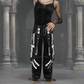Mens Goth Punk Black White Bondage Pant Chain Techno Rock Punk Shorts Usa