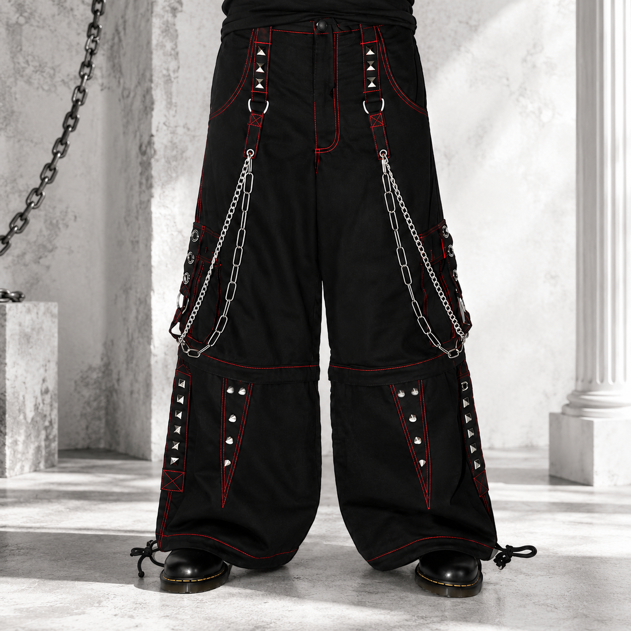 Gothic Extreme Bondage Skater Gothic Punk Rocker Cyber Goth Steampunk Biker Emo Black Dagger Trouser Pant Shorts USA