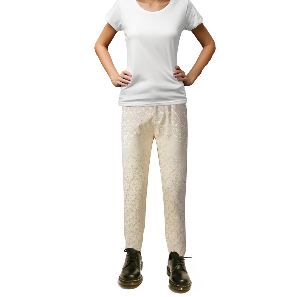 Mens Trousers Pants Brocade VTG Gothic Aristocrat Steampunk Side Braiding Trim