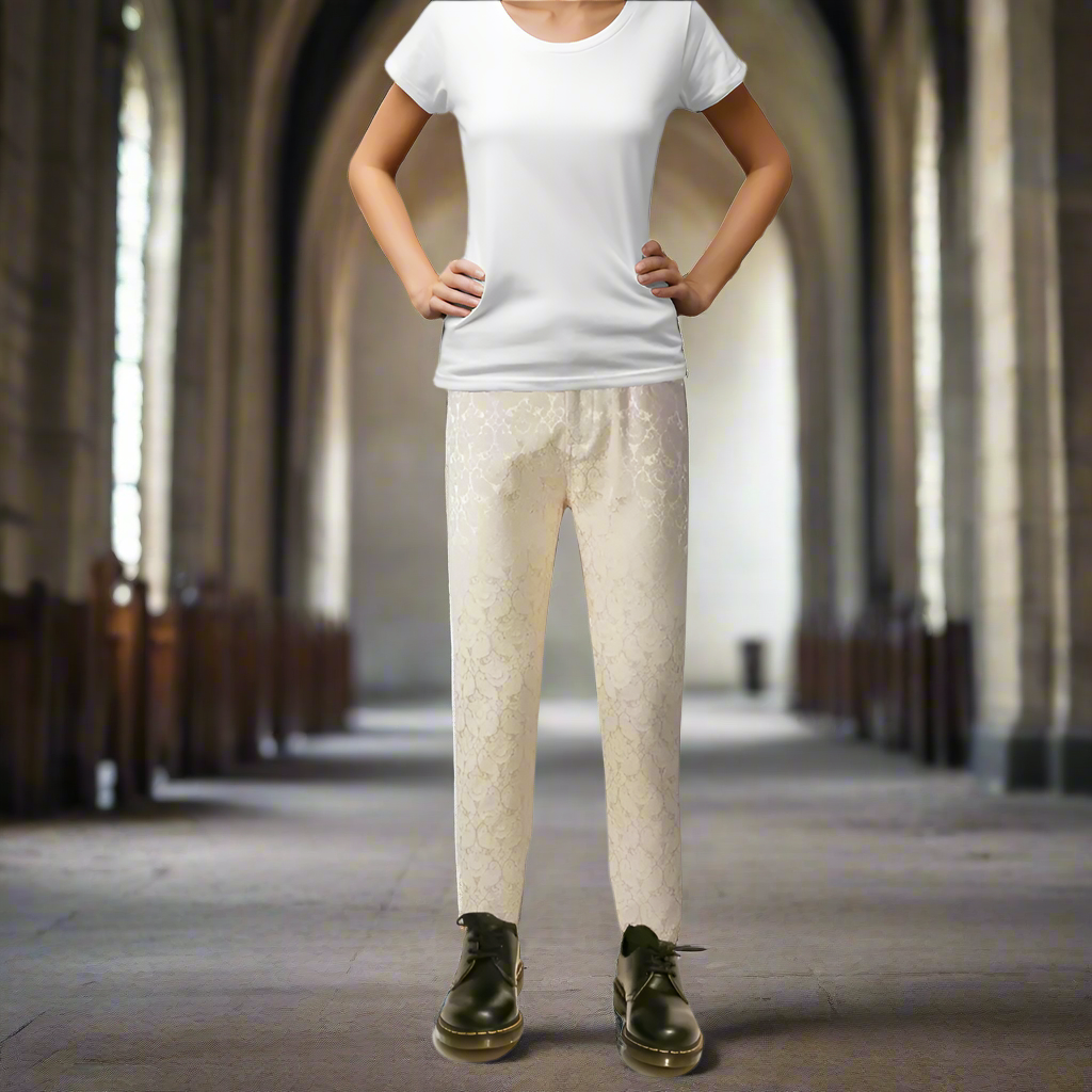 Mens Trousers Pants Brocade VTG Gothic Aristocrat Steampunk Side Braiding Trim