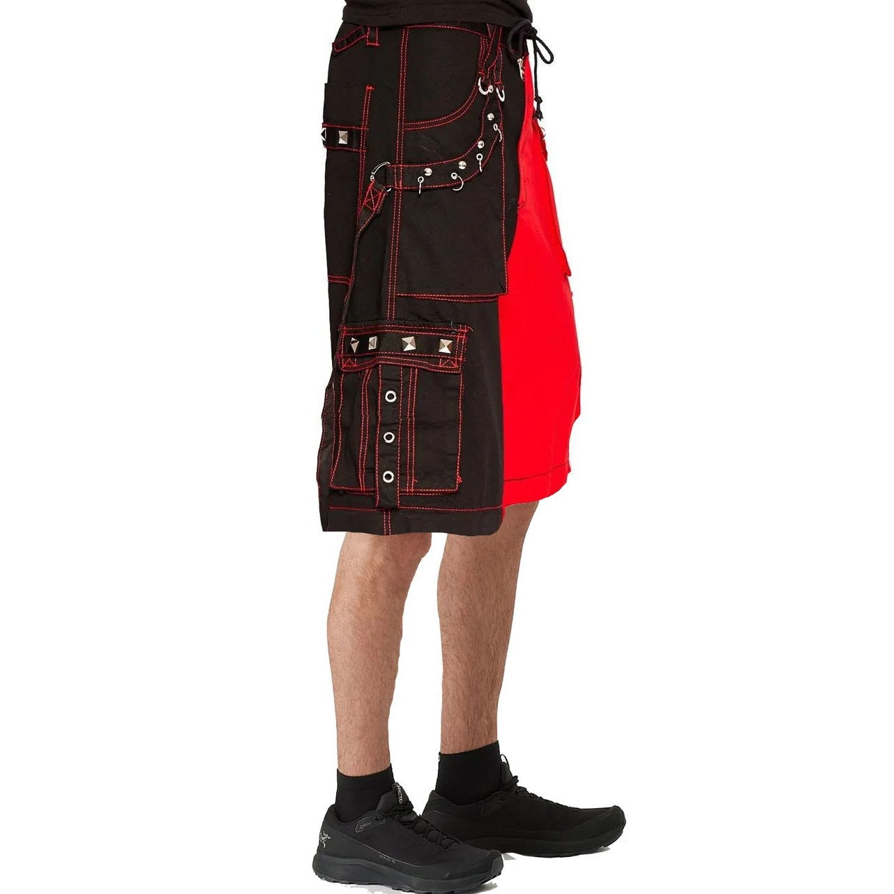 Mens Bondage Trouser Punk Rock Transformer Baggy Black Split Shorts Emo