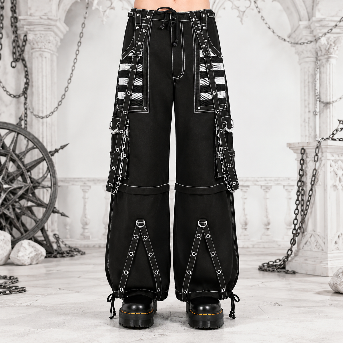 Gothic Extreme Bondage Skater Gothic Punk Rocker Cyber Goth Steampunk Biker Pant