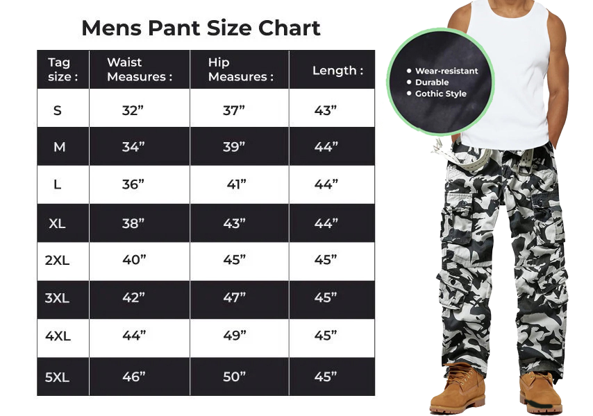 Men's Cotton Casual Military Army Camo Combat Work Cargo Pants with 8 Pockets