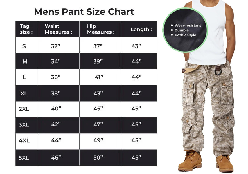Men's Cotton Casual Military Army Camo Combat Work Cargo Pants with 8 Pockets