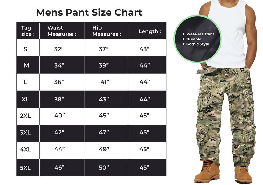 Men's Cotton Casual Military Army Camo Combat Work Cargo Pants with 8 Pockets
