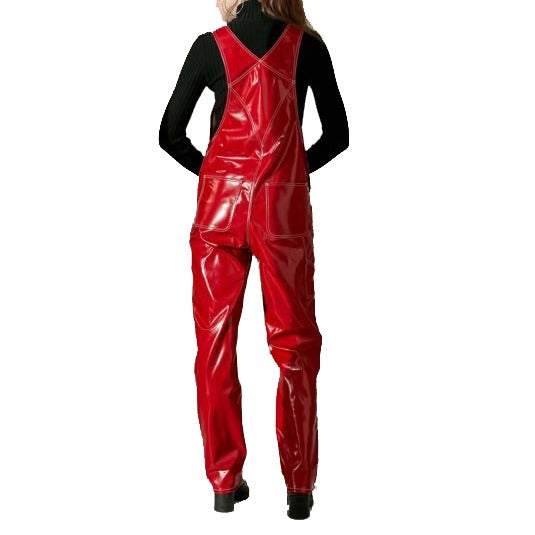 Women Vinyl Red Jumpsuit Romper Play Suit PVC