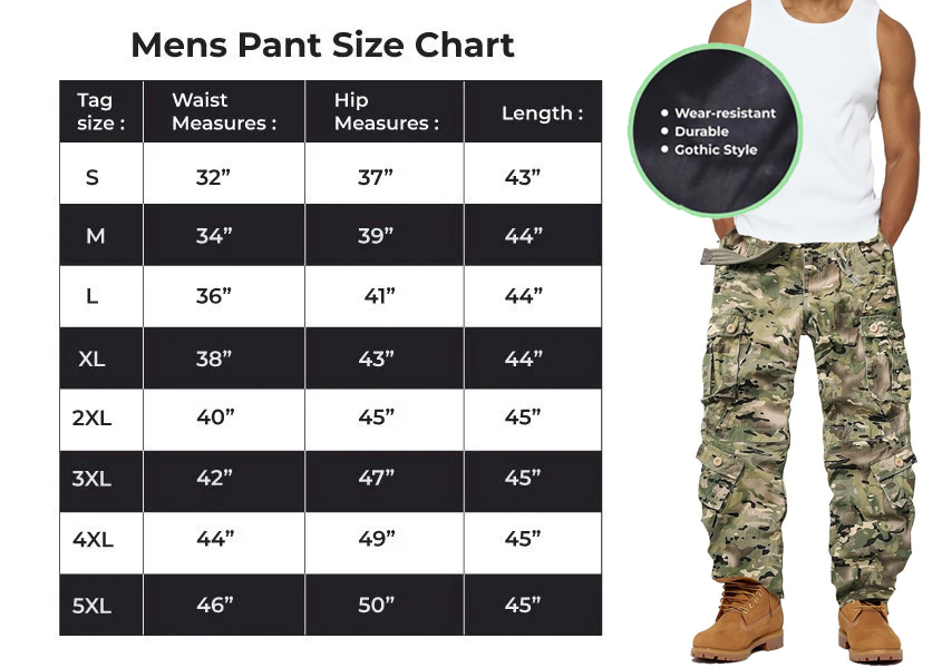 Men's Cotton Casual Military Army Camo Combat Work Cargo Pants with 8 Pockets