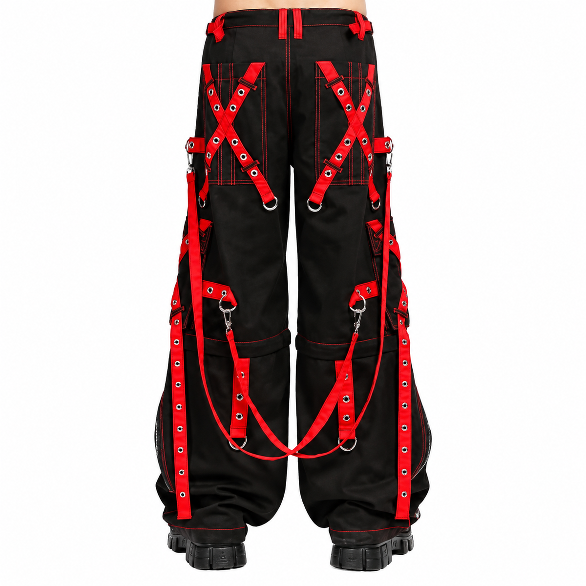 Gothic Men's Zip Off Pants Black Red