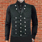 Men's Victorian Steampunk Captain Black Brocade Waistcoat Gentleman Vest