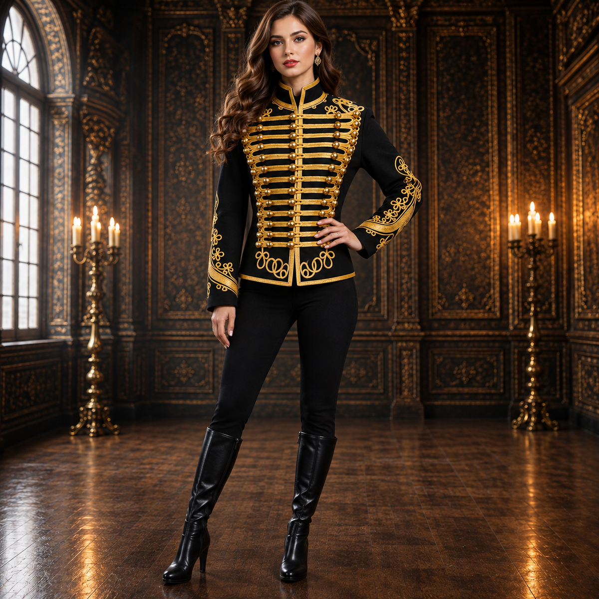 Men’s Adam Luxe Military Drummer Jacket – Black Parade Hussar Style
