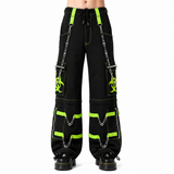 New Biohazard Men Gothic Black Lime Bondage Reflective Biohazard Symbol Pant Alternative Punk Rock Trouser Shorts