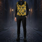 MEN'S MONARCH VEST BLACK & GOLD VICTORIAN SINGLE BREASTED WAISTCOAT VEST