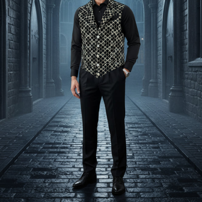 Handmade Gold Men's Victorian Suit Gentleman Vest Steampunk Gothic Waistcoat/Usa