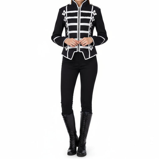 Women's Black Silver Parade Ladies Jacket