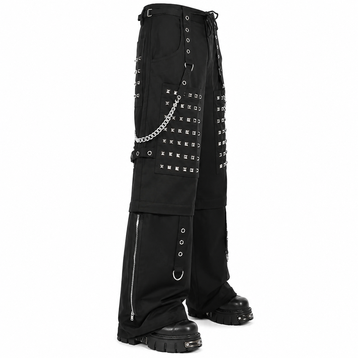 Gothic Men Black Goth Monster Studs Goth Punk Rock Pants
