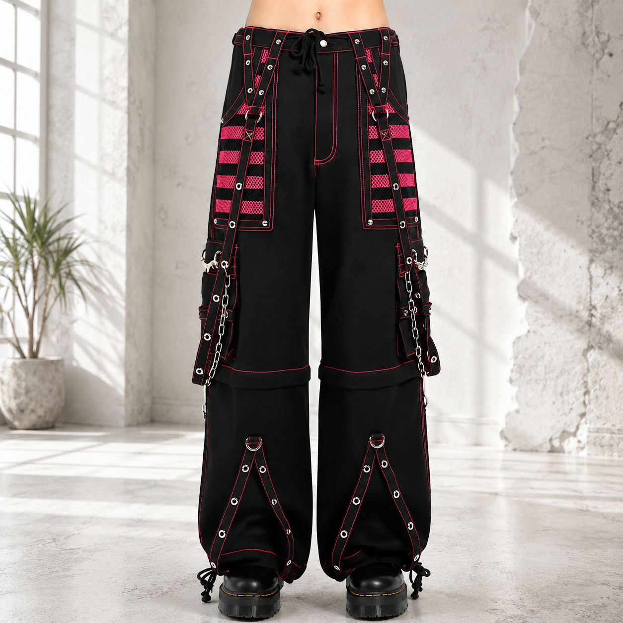 Gothic Extreme Bondage Skater Gothic Punk Rocker Cyber Goth Steampunk Biker Pant