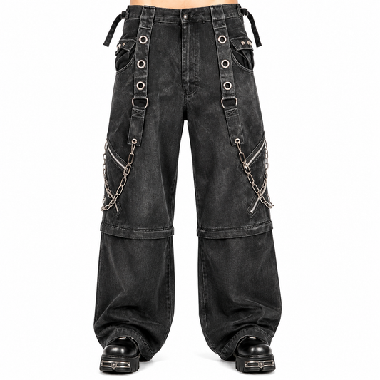 Prime Quality Bondage Gothic Wax Cotton Men's Cyber Rave Techno Jeans Punk Shorts Biker Pants USA