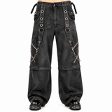 Prime Quality Bondage Gothic Wax Cotton Men's Cyber Rave Techno Jeans Punk Shorts Biker Pants USA