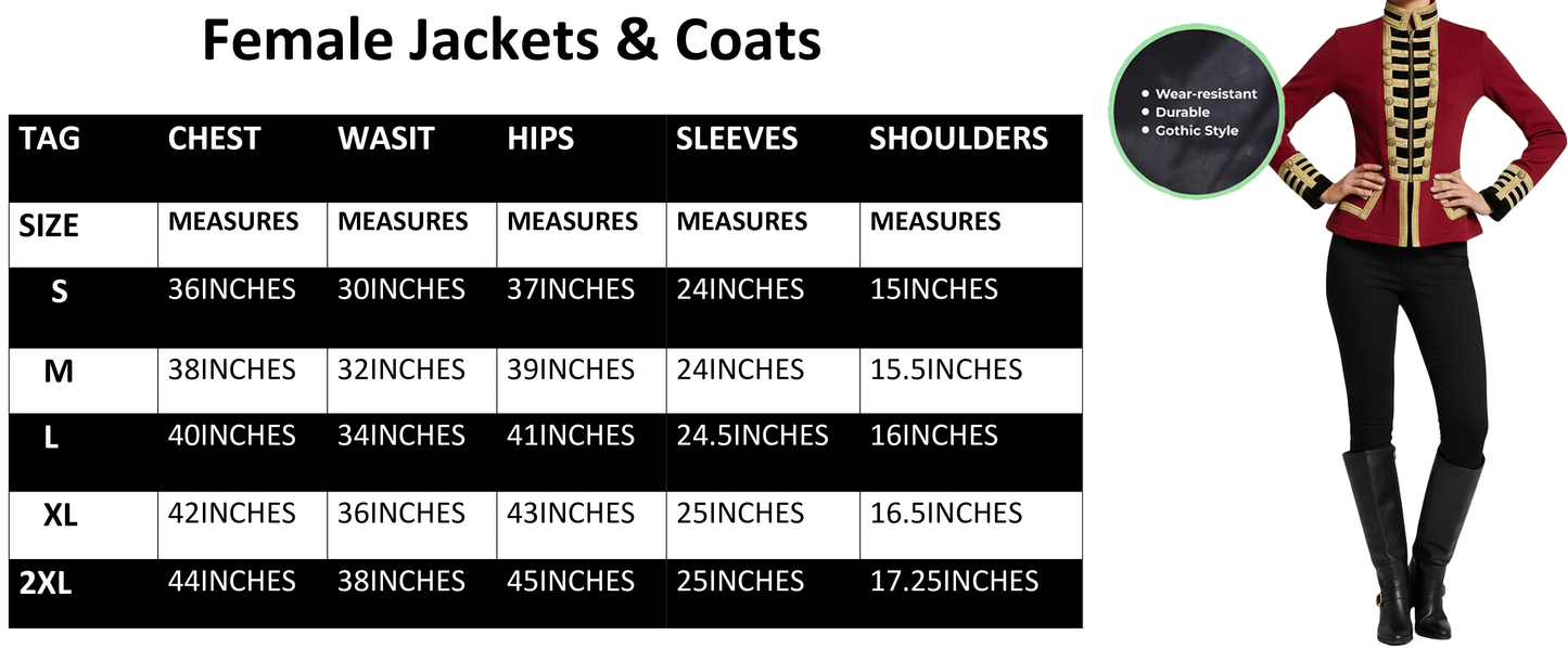 New Women's Red Wool French Terry Officer's Military Band Jacket