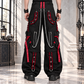 EXTREME BONDAGE GOTHIC PUNK ROCKER CYBER GOTH RED & BLACK STEAMPUNK BIKER PANTS