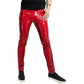 GOTHIC MEN RED BONE FIT PVC VINYL GLOSS FETISH ROCKER SKINNY JEANS PANTS