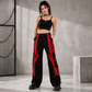 Black/Red Jeans Extreme Bondage Rocker Cyber Goth Steampunk Pant Usa