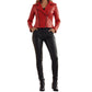Prime Quality Women Red Slim Fit Biker Style Moto Faux Leather Jacket USA Seller