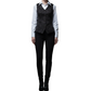 Women's Black Brocade Waistcoat Vest Vintage Steampunk Dress Jacquard Jacket