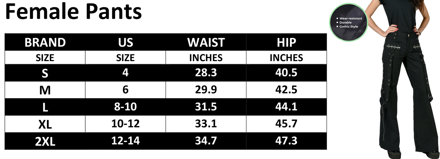 WOMEN'S GOTHIC PUNK EMO BONDAGE BLACK STRAPS GOTH ZIPPER ROCK STAR TRIPP PANTS