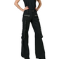 WOMEN'S GOTHIC PUNK EMO BONDAGE BLACK STRAPS GOTH ZIPPER ROCK STAR TRIPP PANTS