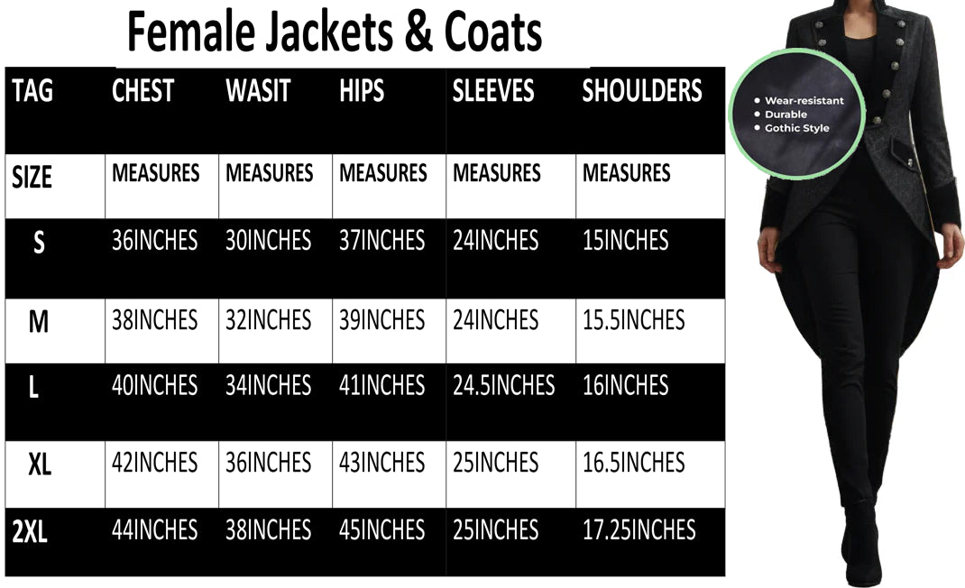 Handmade Women's Coat Jacket Black Brocade Goth Steampunk Victorian Tailcoat