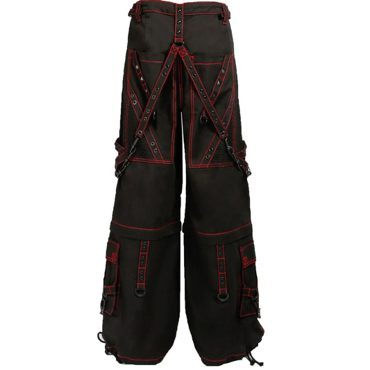 Men's Black Gothic Super Studded Pants Red Stitching Men's Fashion Goth Pant
