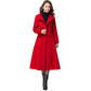 Women's Winter Warm Red Wool Long Fit And Flare Coat