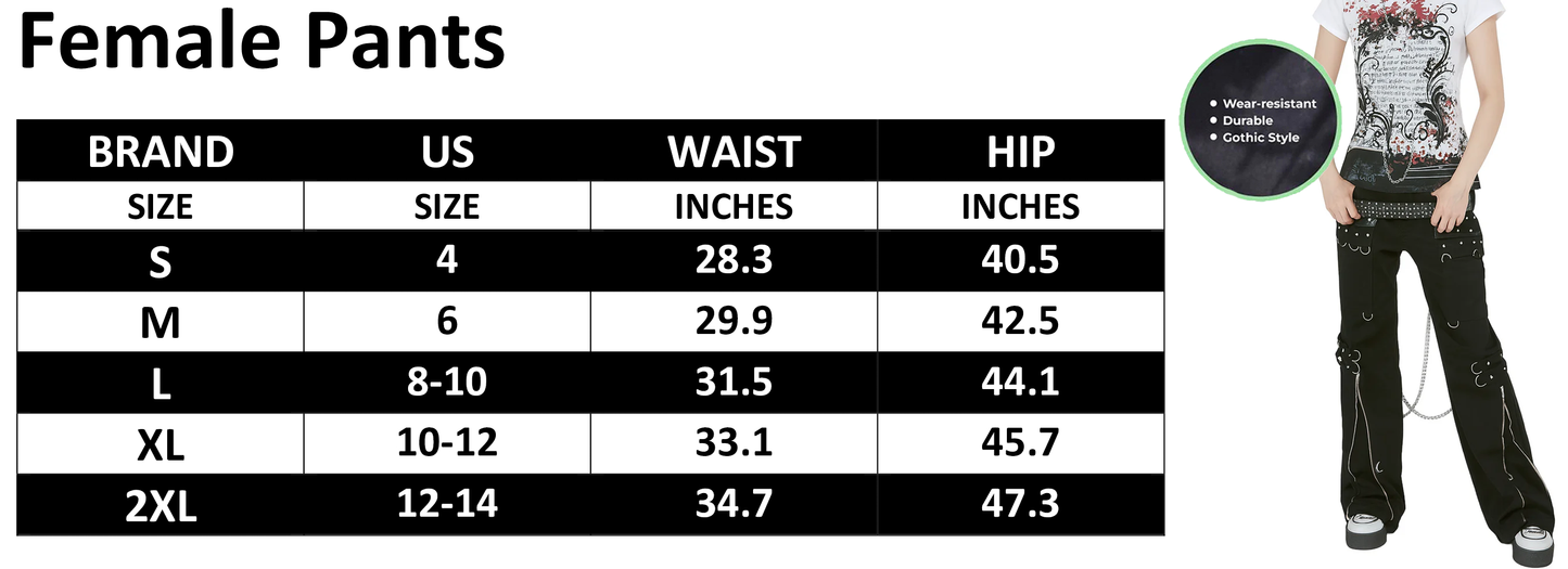 Women's Gothic Bondage Pant Rock Hard Trouser Heavy Weight Pant Emo  Pants